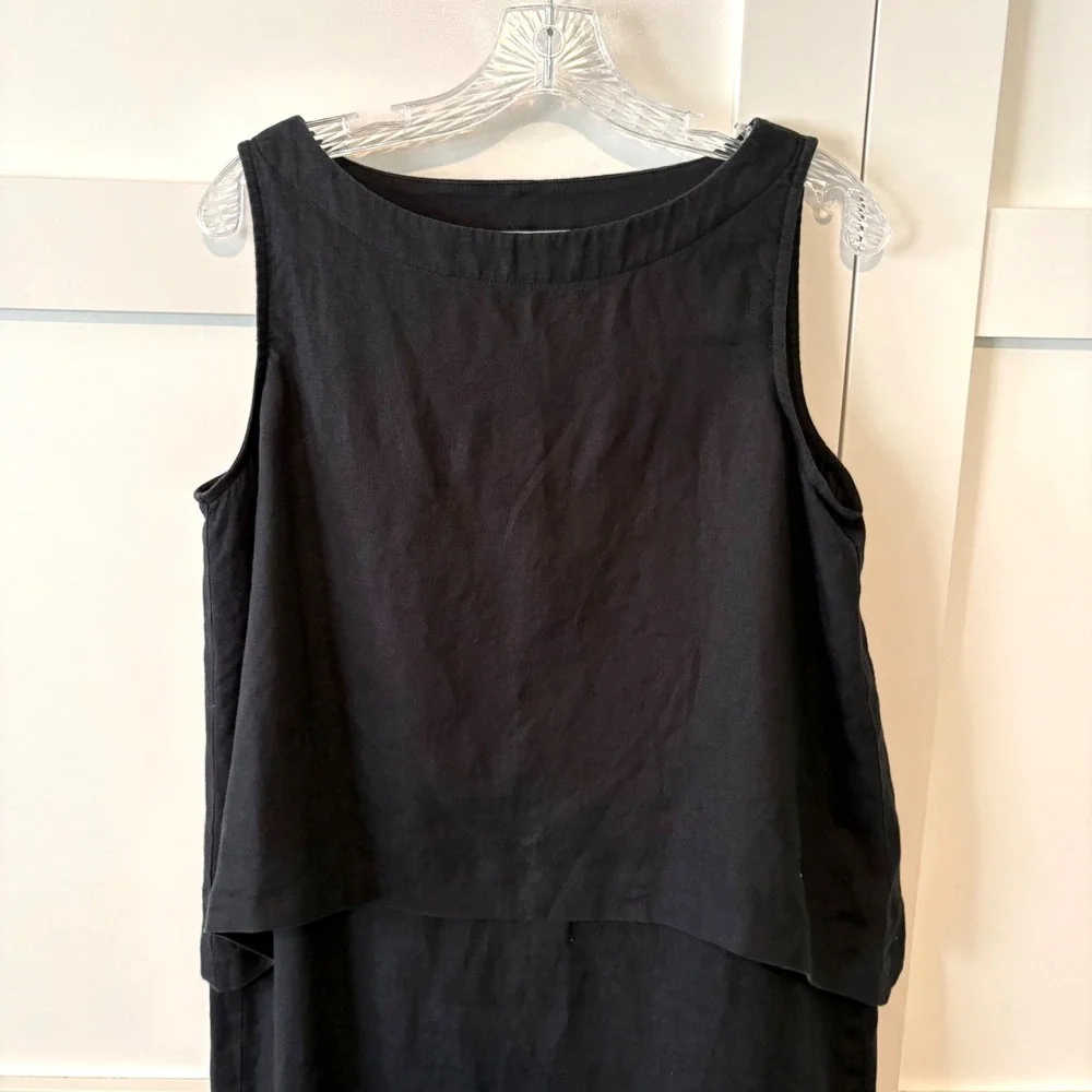 J. Jill Black Linen Sleeveless Dress in Size M